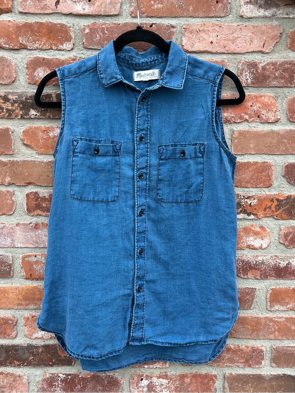 Madewell Denim-Style Button Front Tank | Lightweight Cotton | Size Small